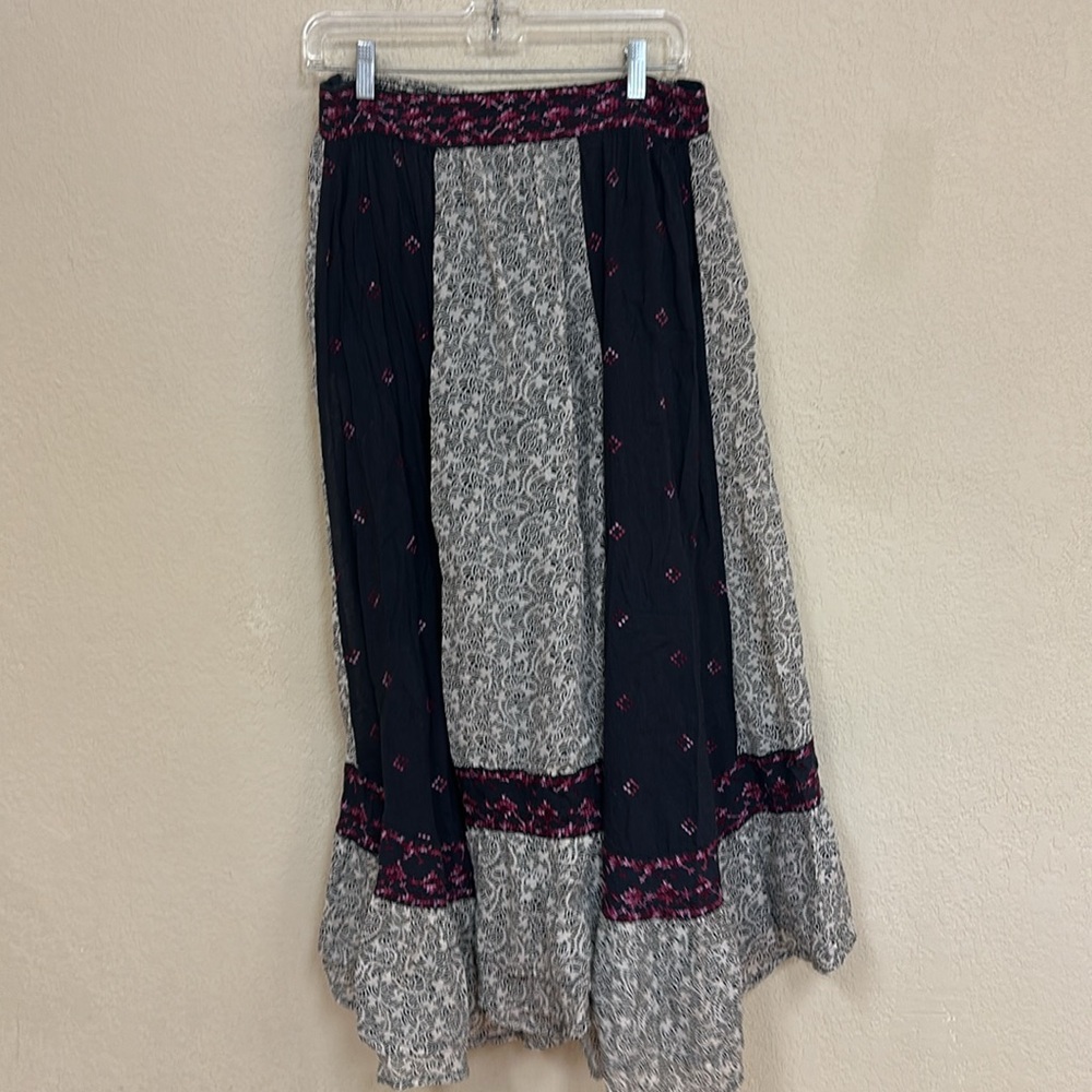 Free People Black and Cream Patchwork Maxi Skirt - Picture 3 of 6